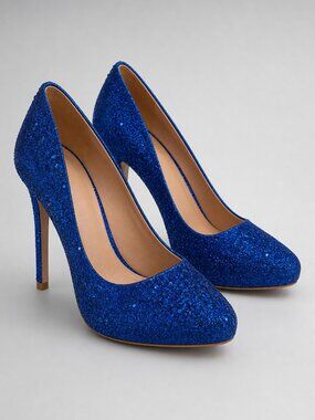De Blossom Collection royal blue glitter heels size 9